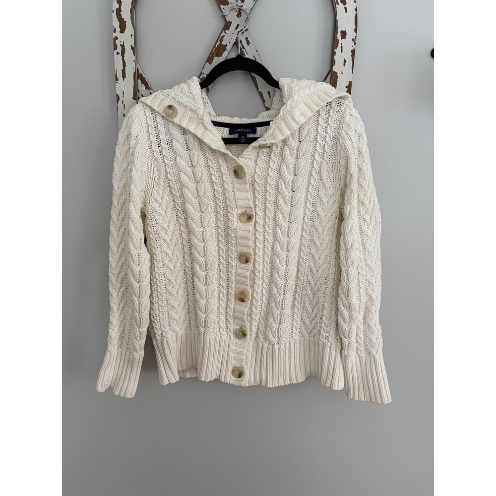 Lands End Cable Knit Fisherman Sweater Woman's Size Medium‎